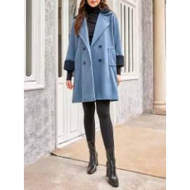 Women's Pure Color Coat With Fur Collar