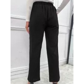 Casual Solid Color Button High Waist Trousers
