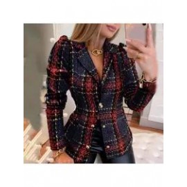 Fashion All-match Check Print Blazer