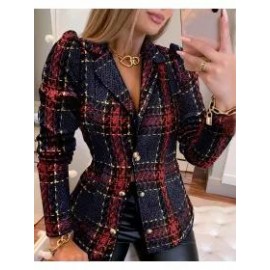 Fashion All-match Check Print Blazer
