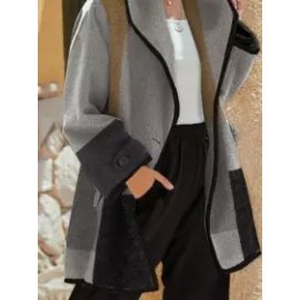 Plaid Casual Double-pocket Woolen Long Sleeves Coat