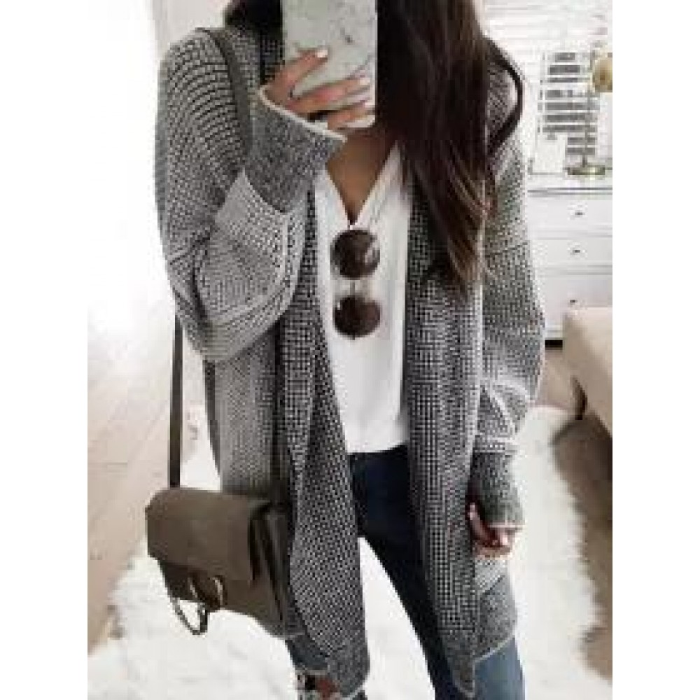 Fashion Pure Colour Long Sleeve Loose Cardigan