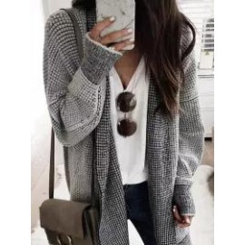 Fashion Pure Colour Long Sleeve Loose Cardigan
