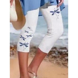Casual Skinny Printed Three Quarter Pants