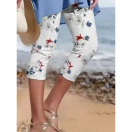 Casual Skinny Printed Three Quarter Pants