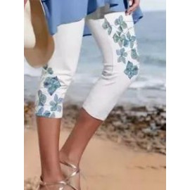 Casual Skinny Printed Three Quarter Pants