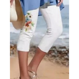 Casual Skinny Printed Three Quarter Pants