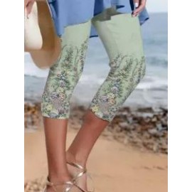 Casual Skinny Printed Three Quarter Pants