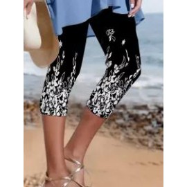Casual Skinny Printed Three Quarter Pants
