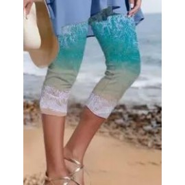 Casual Skinny Printed Three Quarter Pants