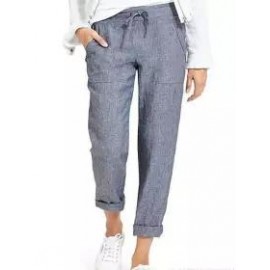 Casual Drawstring High Waist Pocket Loose Cotton And Linen Pants