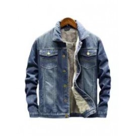 Men's Winter Fleece Thickened Warm Denim Jacket