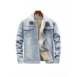 Men's Winter Fleece Thickened Warm Denim Jacket