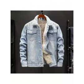 Men's Winter Fleece Thickened Warm Denim Jacket