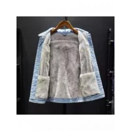 Men's Winter Fleece Thickened Warm Denim Jacket