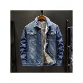 Men's Winter Fleece Thickened Warm Denim Jacket