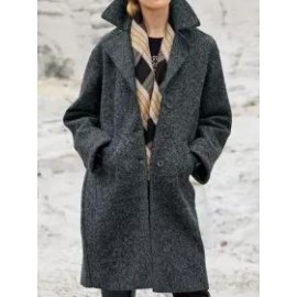 Casual Solid Color Lapel Long Sleeves Coat