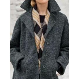 Casual Solid Color Lapel Long Sleeves Coat