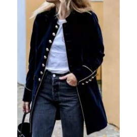 Casual Button Velvet Thermal V-Neck Long Sleeve Coat