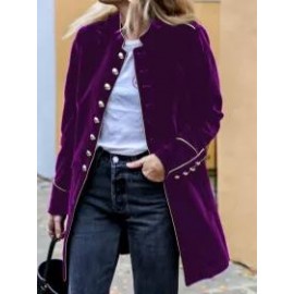 Casual Button Velvet Thermal V-Neck Long Sleeve Coat