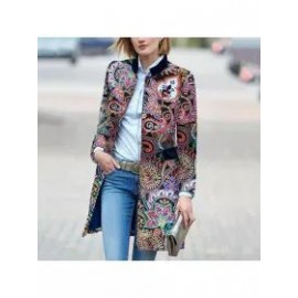 Fashion Floral Pattern Long Sleeve Coat