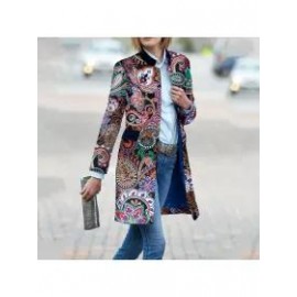 Fashion Floral Pattern Long Sleeve Coat