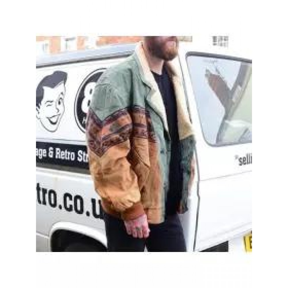 Mens Vintage Printed Fleece Jacket Coat
