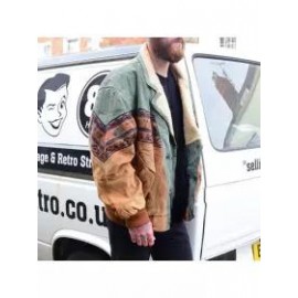 Mens Vintage Printed Fleece Jacket Coat