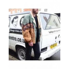 Mens Vintage Printed Fleece Jacket Coat