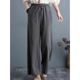Literature And Art Retro Cotton And Linen Wide-Leg Pants