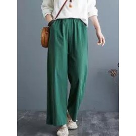 Literature And Art Retro Cotton And Linen Wide-Leg Pants