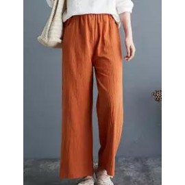 Literature And Art Retro Cotton And Linen Wide-Leg Pants