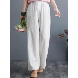 Literature And Art Retro Cotton And Linen Wide-Leg Pants